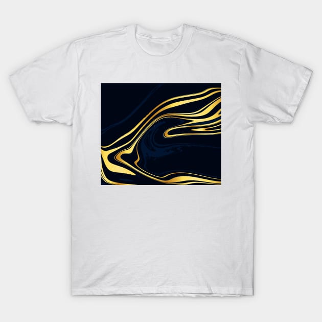 Gold and Blue Marble T-Shirt by timegraf